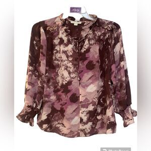 Cooper + Ella | purple patches ruffle long sleeve top